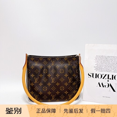 99新换植鞣皮过鉴定 老花lv中古包looping中号单肩包24*21*10