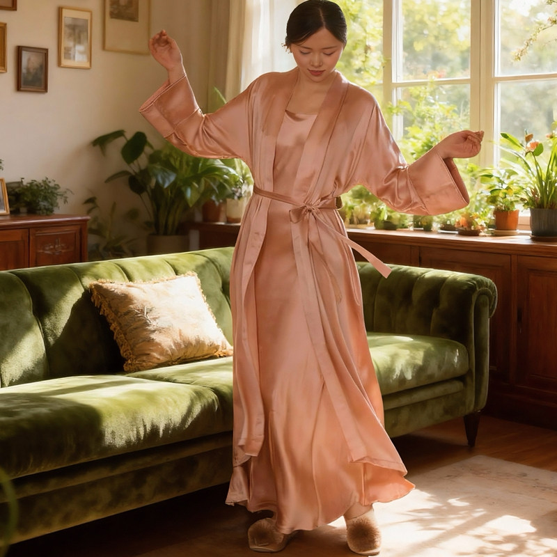 17高级感重磅19姆桑蚕丝真丝睡衣女睡袍家居装外穿婚礼晨袍服长款,女士内衣/男士内衣/家居服,睡袍/浴袍,淘宝优惠券,粉丝福利购,淘宝优惠卷