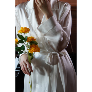 真丝睡衣女高级感超长款 睡袍外穿婚礼晨浴袍 重磅桑蚕丝睡裙家居装