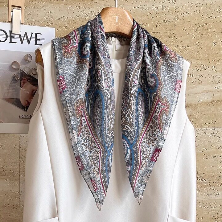 塔娜乌兰 双面同色 真丝雪纺 丝巾围巾 63*63