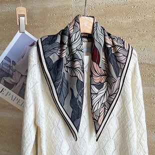 一叶知秋 美拉德风 彩色树叶  真丝羊毛丝巾 方巾 围巾 62*62