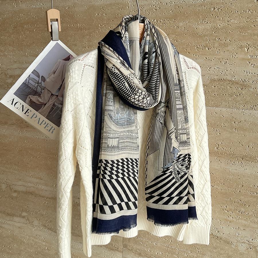 新歌剧院 亲肤柔软 时尚百搭羊绒围巾 披肩 100*200