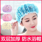双层防水浴帽女成人洗澡头发罩淋浴头套帽子沐浴发套防油烟发帽