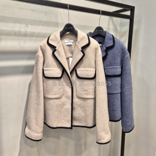 不议价包快递 拼色羊绒休闲外套 Michaa 奥特莱斯代购