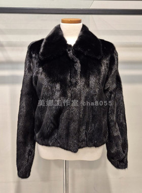 Michaa 奥特莱斯 貂毛翻领拉锁皮草短外套不议价包快递