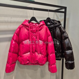 不议价包快递 鹅绒亮面连帽刺绣羽绒服 Michaa 奥特莱斯代购