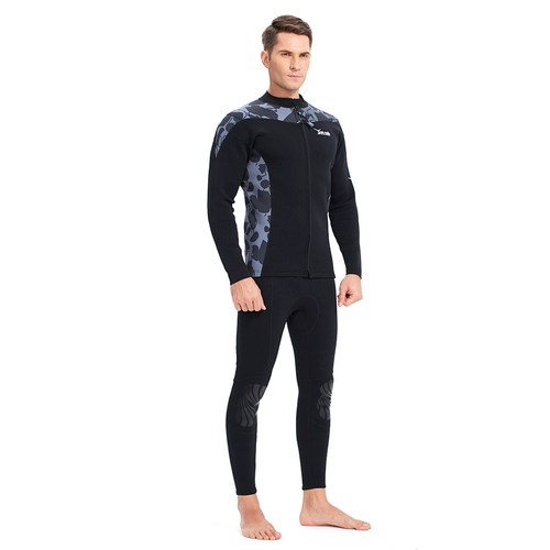 Камуфляжный раздельный модный удерживающий тепло лонгслив подходит для мужчин и женщин с молнией, одежда для защиты от солнца, 2mm