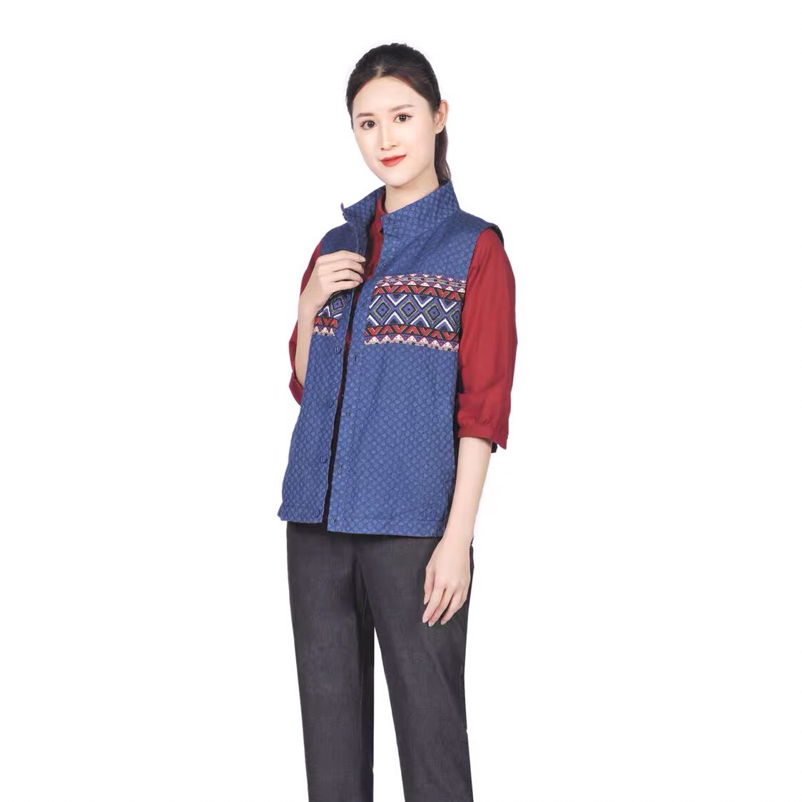 桑迪新中式年轻妈妈纯棉马夹中老年女装马甲洋气坎肩春秋季c173