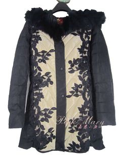 pink mary粉红玛琍/粉红玛丽 冬中长款狐狸毛领羽绒服PMADW7638