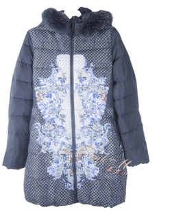 pink mary粉红玛琍/粉红玛丽 狐狸毛领中长款羽绒服90%白鸭绒标齐