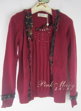 Rose Story/玫瑰传说 春秋钉钻绣花方领假两件套女山羊绒衫 标齐M