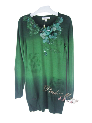 粉红玛琍羊毛衫绣花针织衫标齐