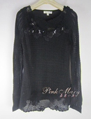 mary粉红玛琍 粉红玛丽 冬圆领钉钻绣花羊毛衫 pink 女针织衫 标齐