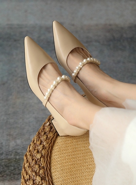 新品白色凉鞋米白珍珠束鞋带红色绸缎免安装防掉跟神器黑色高跟鞋