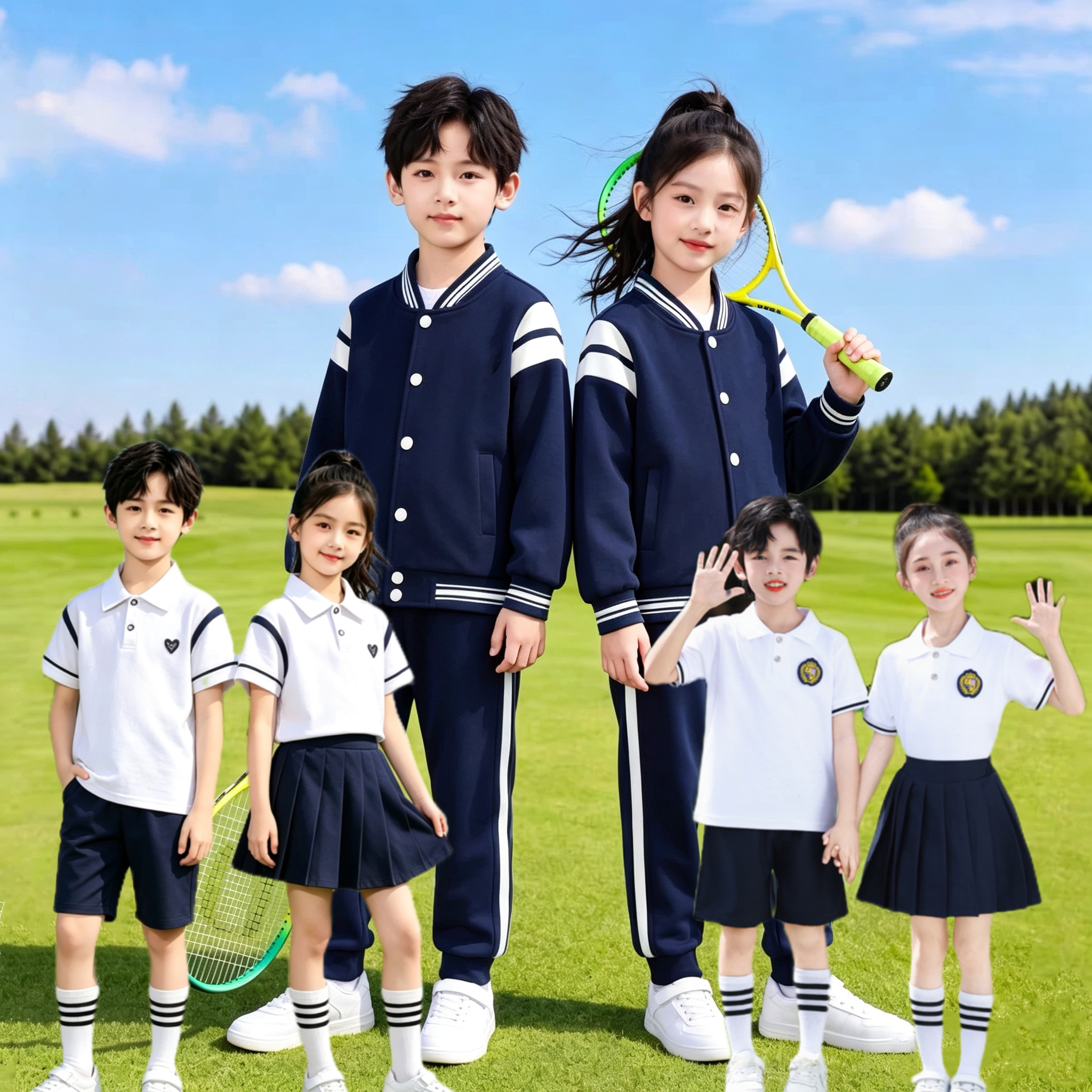 幼儿园园服春秋款学院风休闲一年级儿童校服套装小学生班服三件套