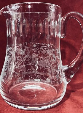 包邮 中古款法国Baccarat/巴卡拉Parme系列法式雕花水晶凉水壶