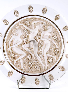 包邮 古董收藏款法国奢侈水晶莱俪Cote D'Or系列玻璃艺术装饰大盘