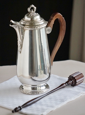 现货 法国大银匠Victor BOIVIN古董纯银热巧壶咖啡壶法式下午茶具