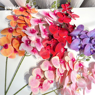 【youyier】3D仿真9头蝴蝶兰新年客厅福桶装饰花鲜花花束装饰配件