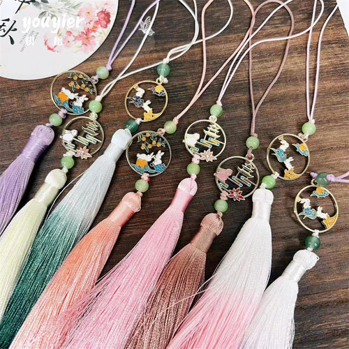 中秋节玉兔流苏花束礼品装扮挂件