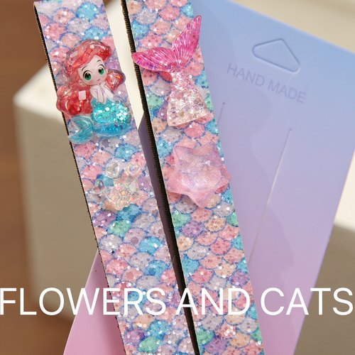 FlowersandCats蓝女童魔术贴发带儿童女碎发贴刘海贴美人鱼公主海