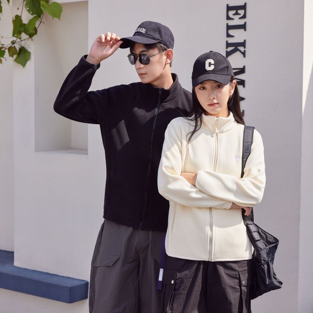 奥利绒上衣拉链立领情侣卫衣套装休闲开衫绒衫加绒保暖装加厚款