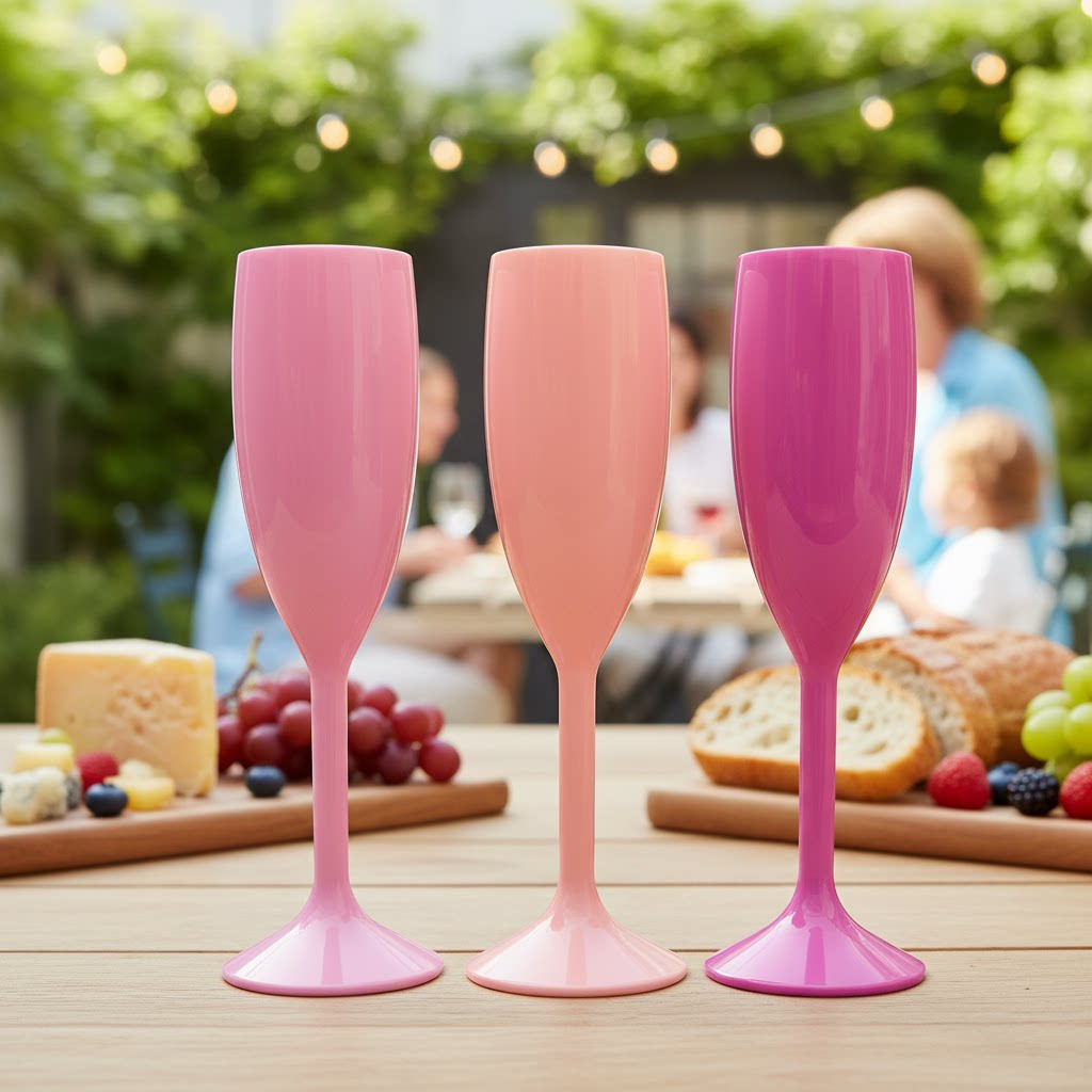 新款彩色香槟杯红酒高脚酒杯白色塑料酒杯闺蜜聚会婚礼派对香槟杯