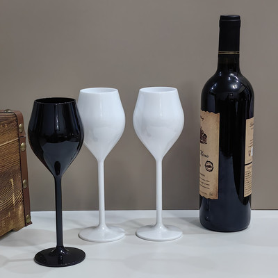 外贸新款4.5oz130ML高脚杯年会庆典纯色高脚时尚加厚酒塑料红酒杯