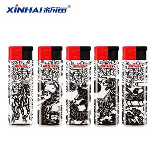 正品新海防风直冲蓝焰打火机剪画一次性电子加厚机恒流阀自动火焰