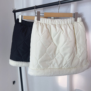 冬季新款夹棉加厚半身裙女休闲百搭保暖短裙