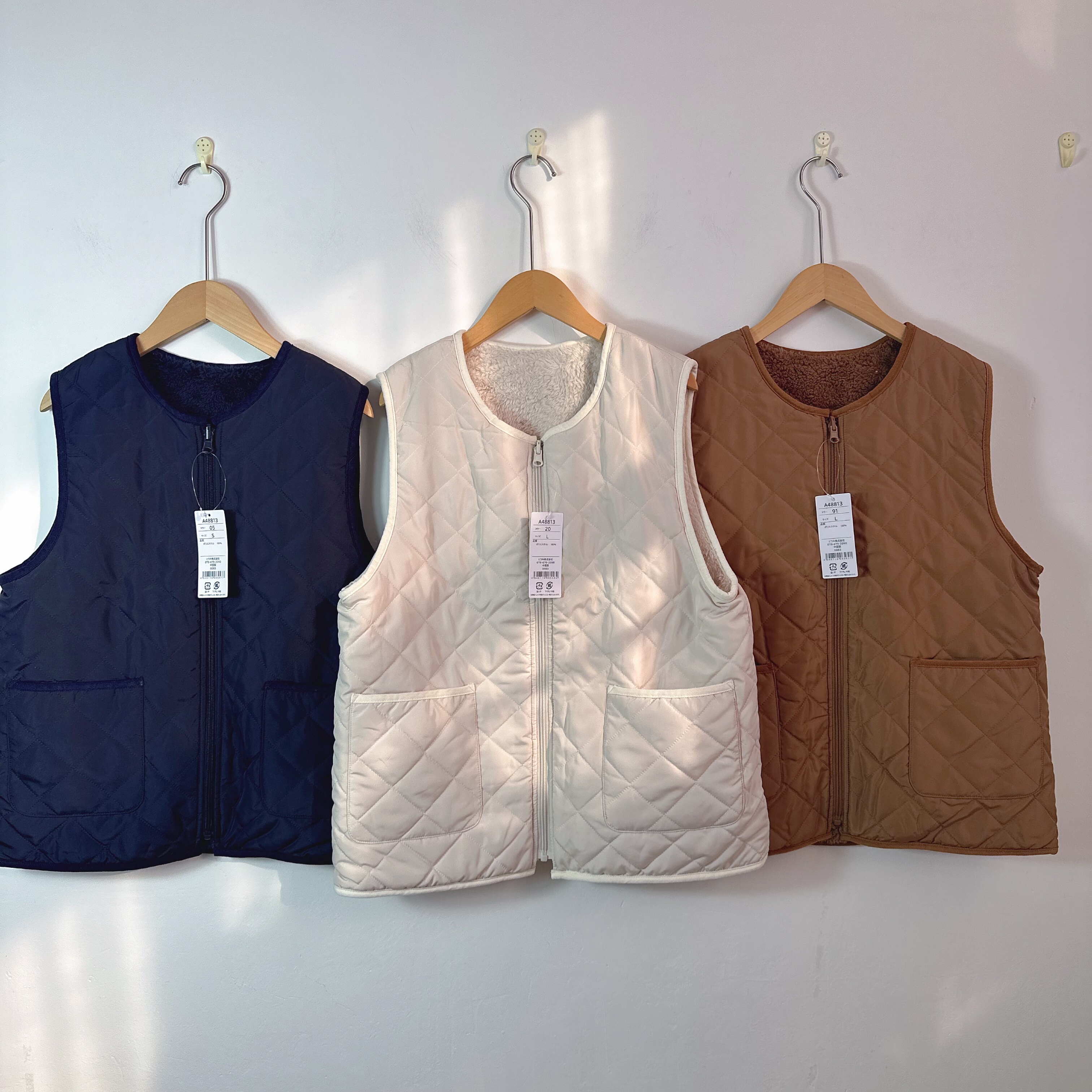 原单外贸日系女款保暖加棉加绒马甲内搭背心可外穿