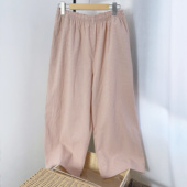 遛弯防蚊裤 纯棉格子宽松直筒家居休闲裤 女款 八分裤