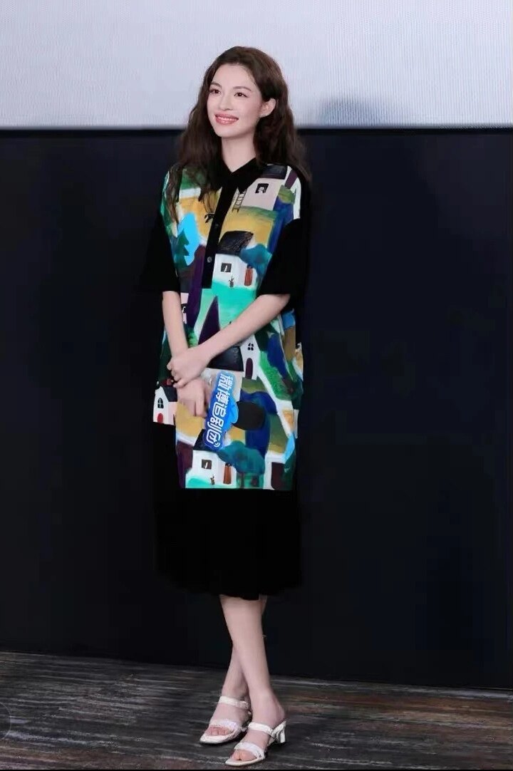 【桃源村落】法式复古撞色印花气质宽松显瘦小众女连衣裙