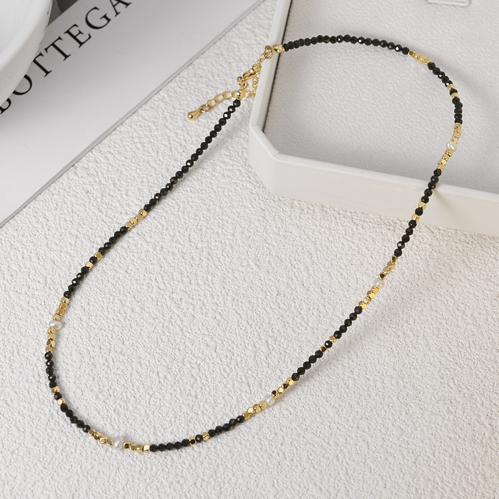 碎银子黑晶「梦魇」串珠项链小众锁骨链百搭极简气质显白叠戴细款