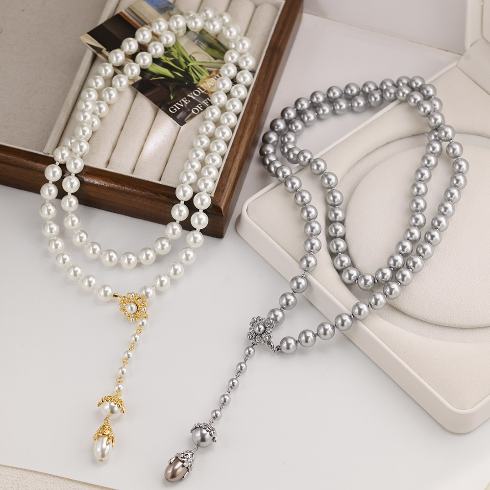 施家仿珍珠项链镀18K金「封神」长款吊坠颈链气质轻奢小众高级感