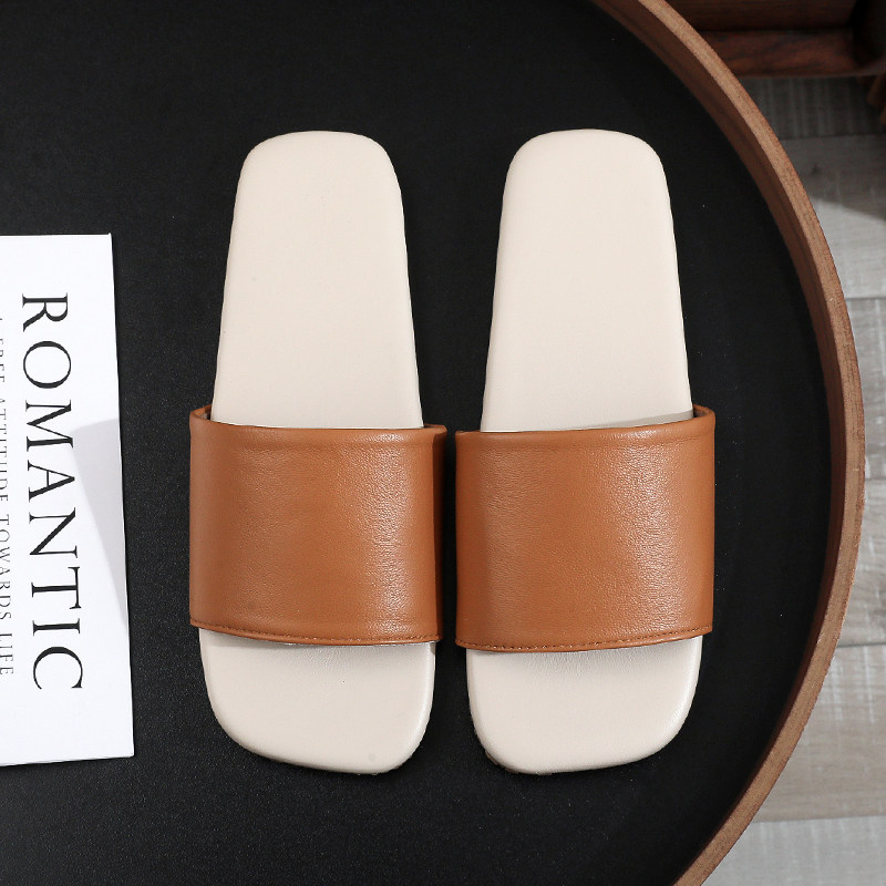 高端轻奢高级感小羊皮凉拖鞋男女家居家室内防滑牛筋底软底全真皮