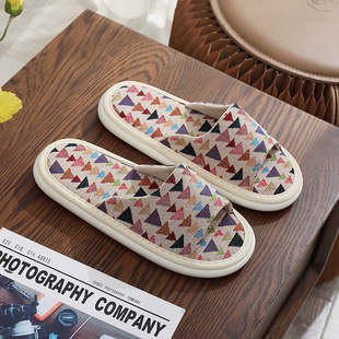 夏季 情侣男女家居卧室内地板防滑软底静音 波西米亚居家布艺凉拖鞋