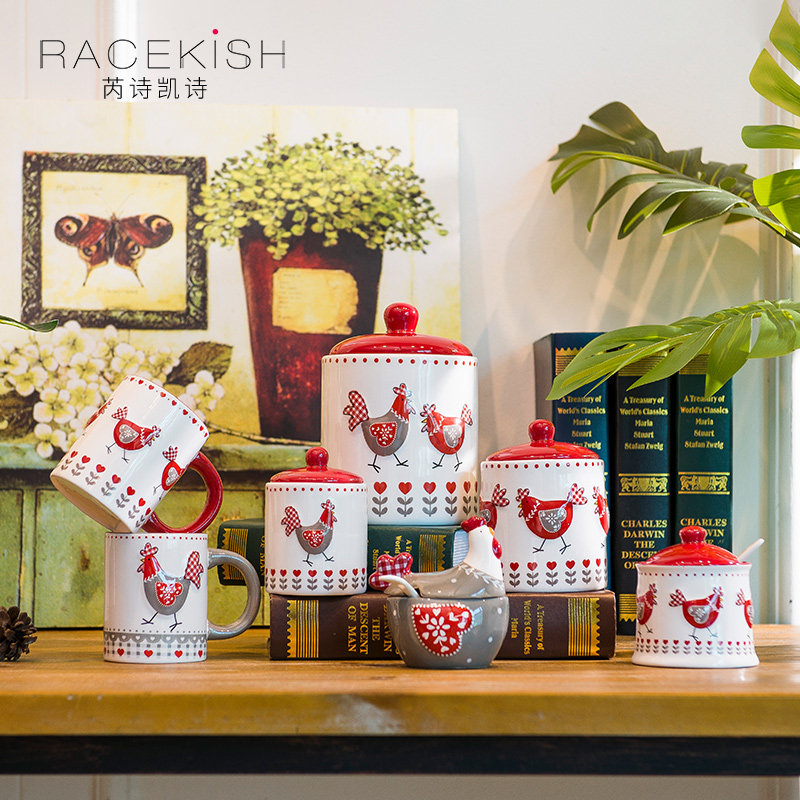 创意美式陶瓷调味罐套装厨房调料罐密封罐家用调料盒盐罐调味盒套在类目 厨房/烹饪用具, 厨用小工具/厨房储物, 储物瓶罐/厨房储物器皿, 调味瓶罐中 - 来自Buy2taobao.com提供专业的淘宝代购服务