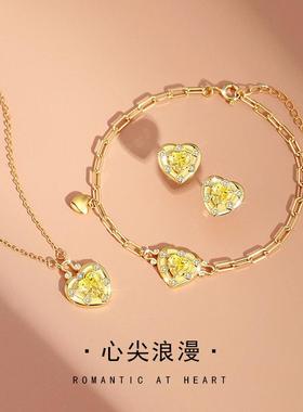 爱心纯银925项链女小众设计轻奢款锆石锁骨链ins风锁头吊坠