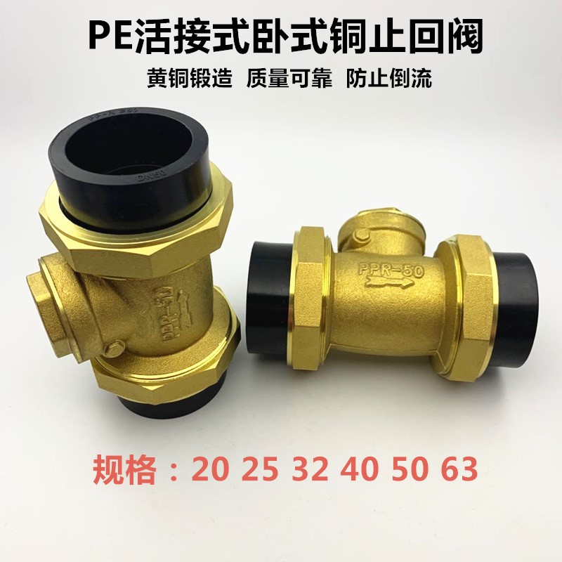 PE黄铜卧式止回阀单向阀ppr63水管4分6分1寸水表DN20/25热熔管件