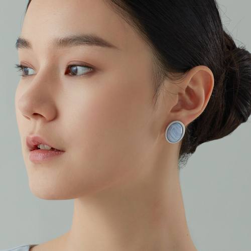 玛瑙耳钉朗睦紫玛瑙天然原创女