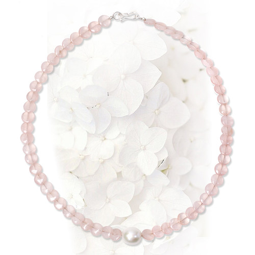 朗睦原创天然马粉水晶手工女项链