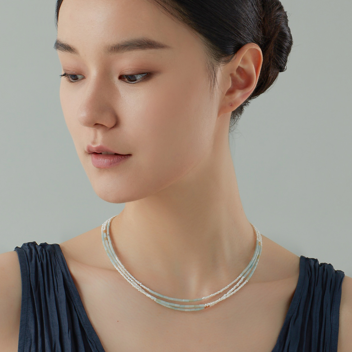 朗睦原创设计亚马逊石珍珠项链女