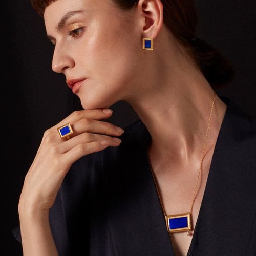 原创天然青金石戒指吊坠耳环耳饰