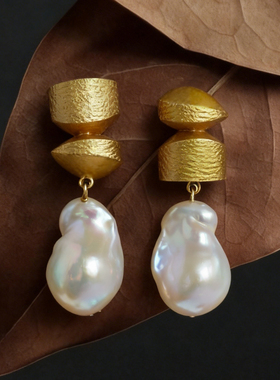 朗睦天然巴洛克吊坠AB款耳饰套装