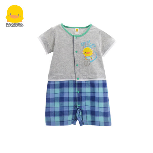 黄色小鸭纯棉婴儿连体衣短袖可爱