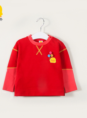 断码清仓黄色小鸭女童T恤秋冬装时尚打底衫女宝宝上衣女孩2岁衣服