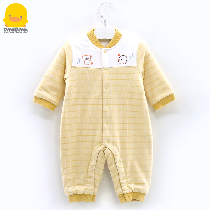 黄色小鸭婴儿连体衣秋冬棉衣可爱