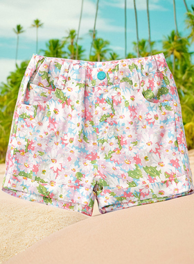 清仓直降黄色小鸭女童短裤夏季碎花田园风短裤韩版休闲裤2-4岁柔