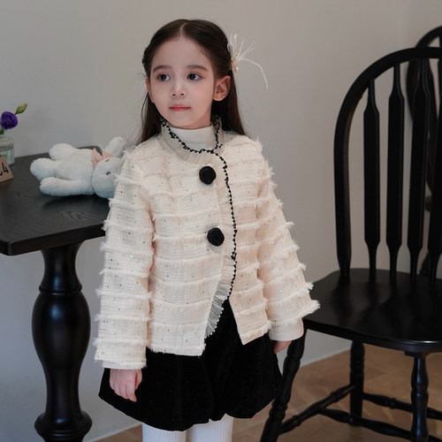 女童小香风花边领柔软千金风上衣